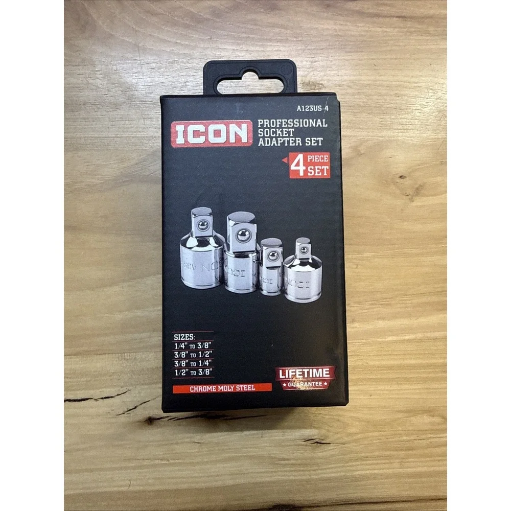 NEW ICON 4 pc Professional Socket Adapter Set A123US-4 57324, NEW